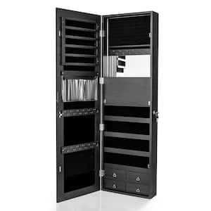 Black Multipurpose Storage Cabinet with 4 Drawers,Auto-on LED, 2-way Installation
