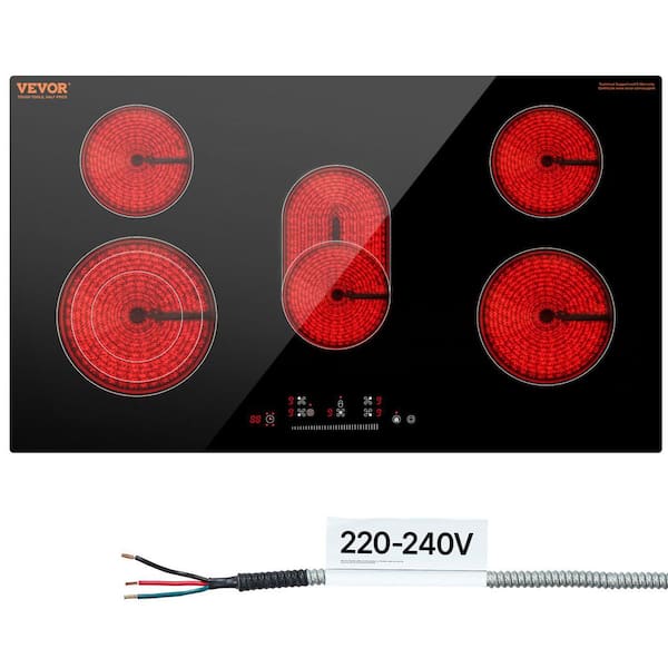 Built in Electric Stove Top 35.4 x 20.5 in. 5-Burners Ceramic Glass Radiant Cooktop with Timer and Child Lock