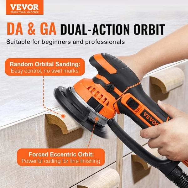 Random Orbital Sander, 6 in. 7.5 A Corded DA and GA Dual Action Orbital Sander 850-Watt 7400 PRM 6-Variable Speed Sander