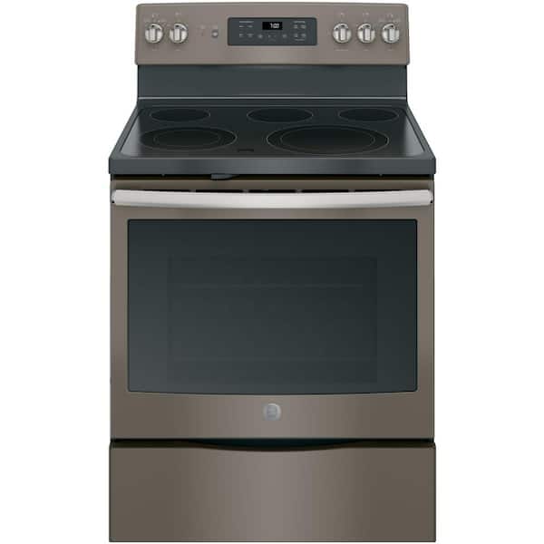 GE 5.3 cu. ft. Electric Range with Self-Cleaning Convection Oven in Slate, Fingerprint Resistant