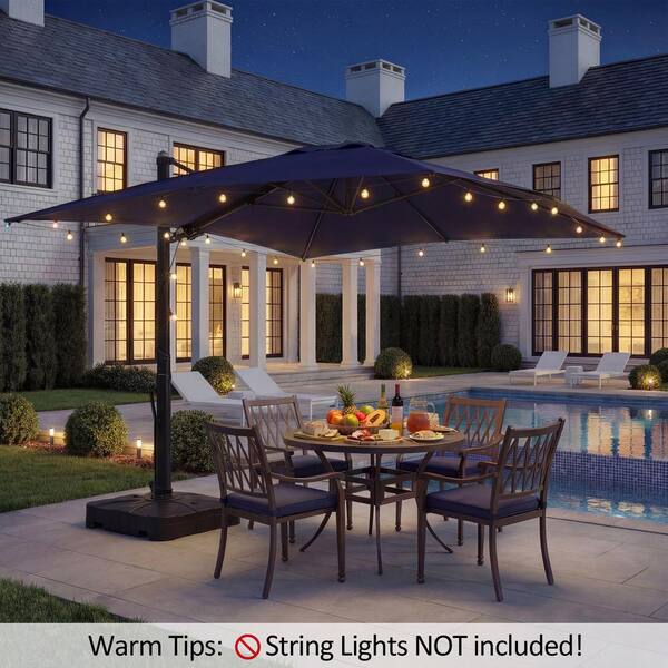 10 ft navy patio umbrella Homrest 10ft Solar Lighted Umbrella, Infinite Tilt, Crank and Cr Ideal for placing next to your favorite poolside chair or outdoor furniture FUNDAZE 10ft Outdoor Patio Umbrella
