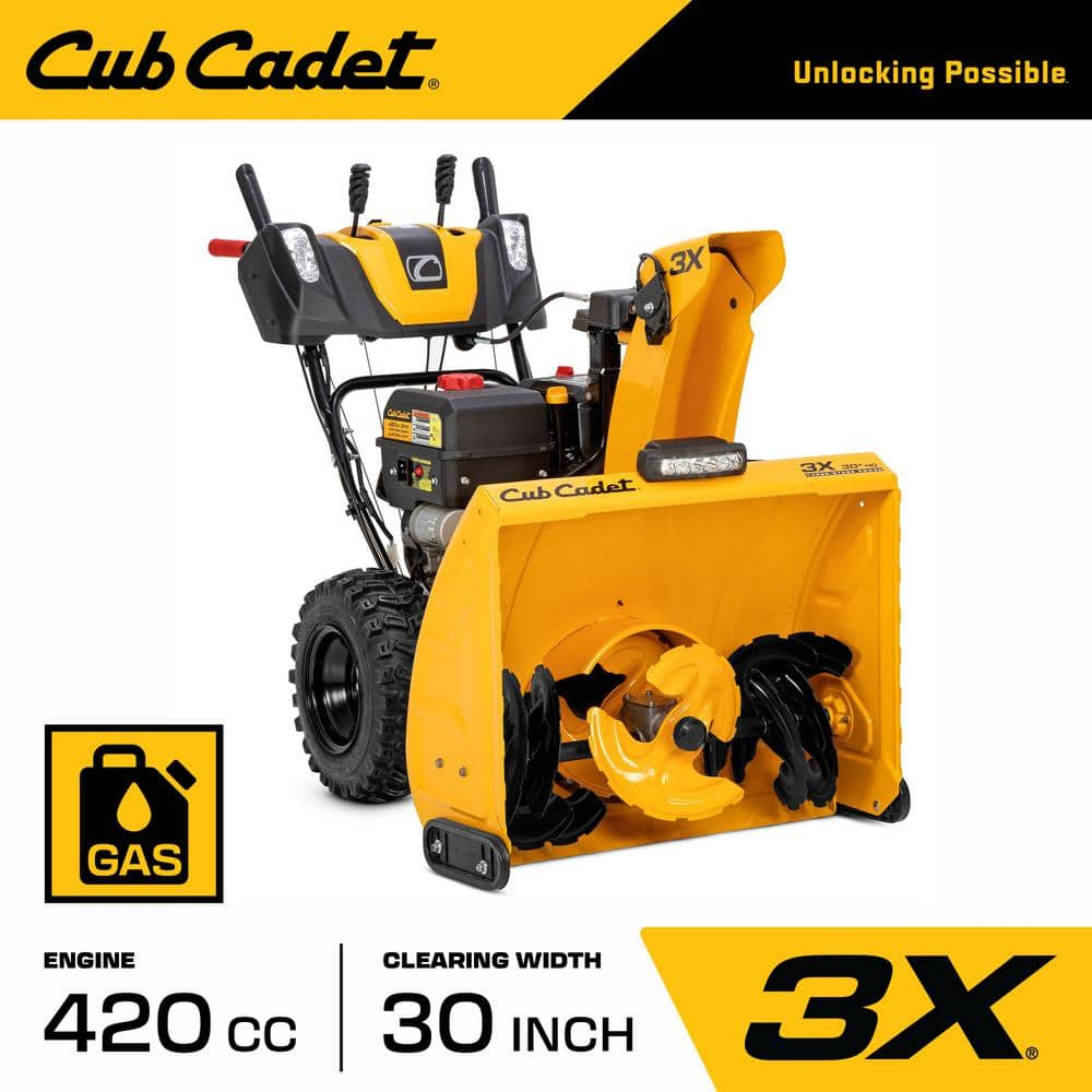 Cub Cadet 3X HD 30 in. 420 cc Three-Stage Gas Snow Blower with Electric Start Steel Chute Power Steering and Heated Grips