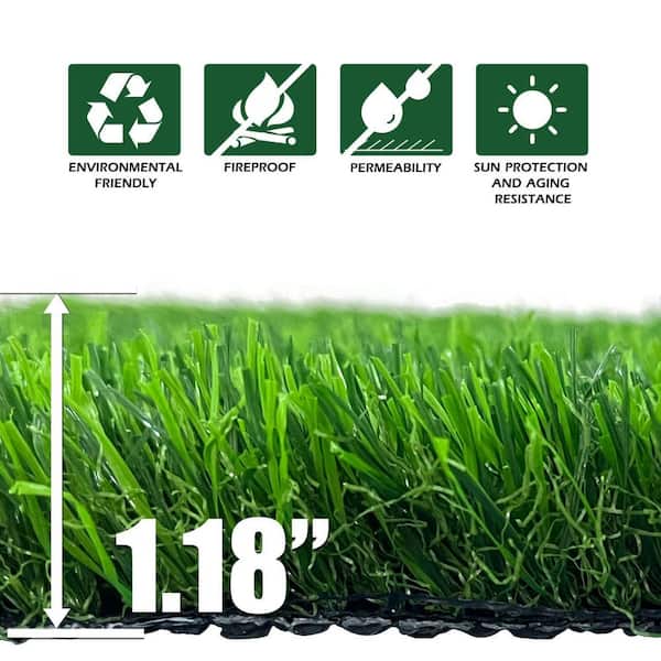 Agfabric 3 ft. x 4 ft. Green Artificial Grass Carpet 1.18 in. Mat