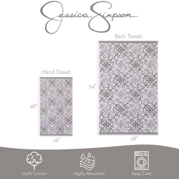 Jessica Simpson Aziza 4-Piece Skyrocket Grey Cotton Towel