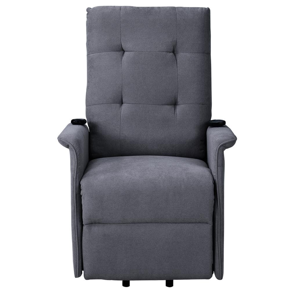 Dark Gray Polyester Recliner Chair with Adjustable Massage Function