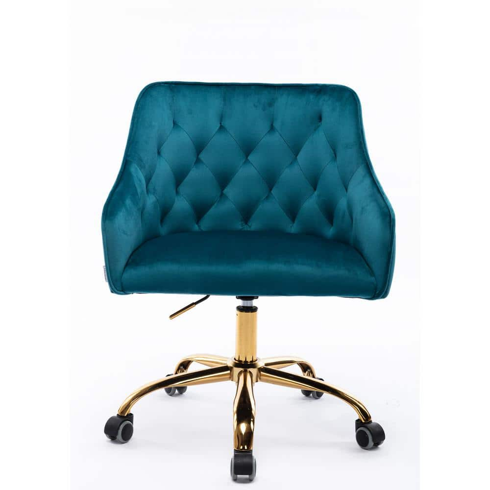 Wateday Teal Velvet Fabric Upholstered Office Chair With Arms YJ   Teal Wateday Office Stools Yj Yuki9595044 64 1000 