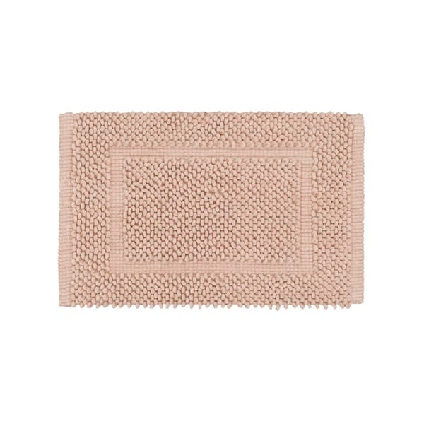 Jean Pierre NEW YORK Sophie Border Pink Dusty Rose 17 in. x 24 in. Cotton Textured Bath Mat