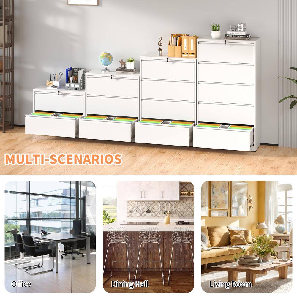 White 4-Drawer Lockable Steel Lateral File Cabinet