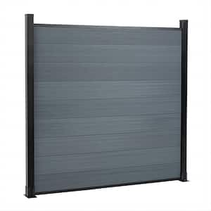 6 ft. H x 6 ft. W Garden Privacy Waterproof Board Grey Composite Fence Board with 2 Aluminum Post