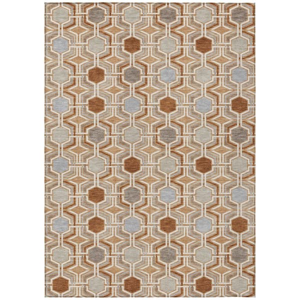 Chantille Machine Washable Indoor/Outdoor Abstract ACN3006 Copper 8 ft. x 10 ft. Area Rug