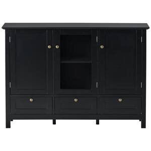 44.9 in. W x 14.8 in. W x 31.1 in. H in Black MDF Ready to Assemble Kitchen Cabinet with Solid Wood Legs