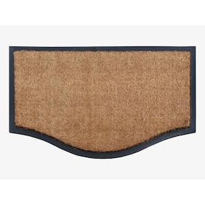 A1HC Solid Black 24 in x 38 in Rubber and Coir Floral Border Thin Profile Outdoor Durable Doormat