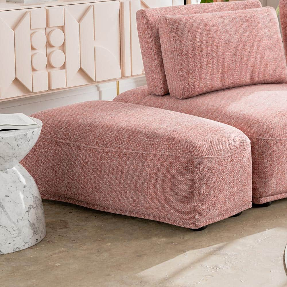 Furniture of America Fairwind 24 in. Armless Chenille Curved Modular Ottoman Sofa in Pink