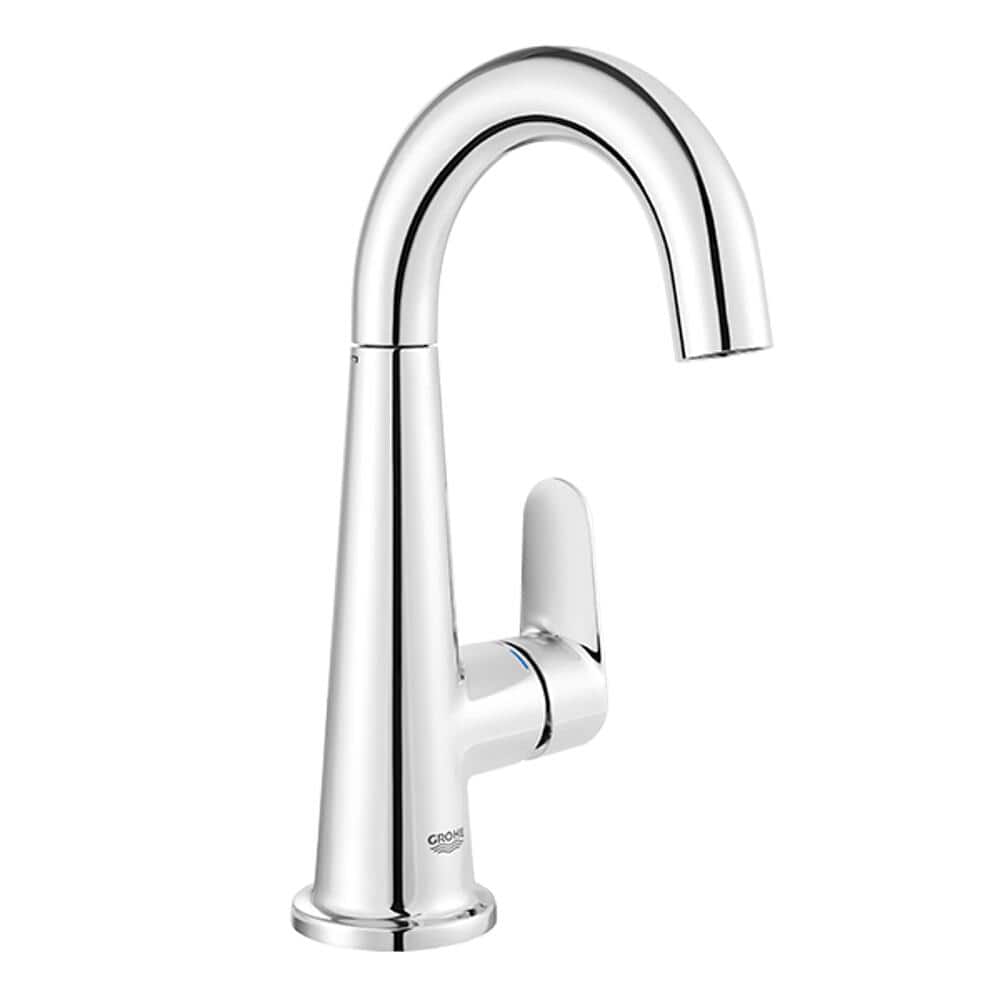 Polished Chrome Single-Handle Bathroom Faucet with High Arch Gooseneck Spout