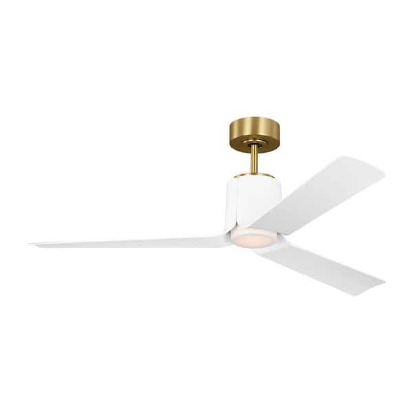 Peel Smart 52 in. Burnished Brass Downrod Mount StandardCeiling Fan with LED Light Kit and Remote