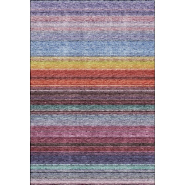 Mayfield Premium Machine Washable Abstract AMF979 Lavender 5 ft. x 7 ft. 6 in. Area Rug