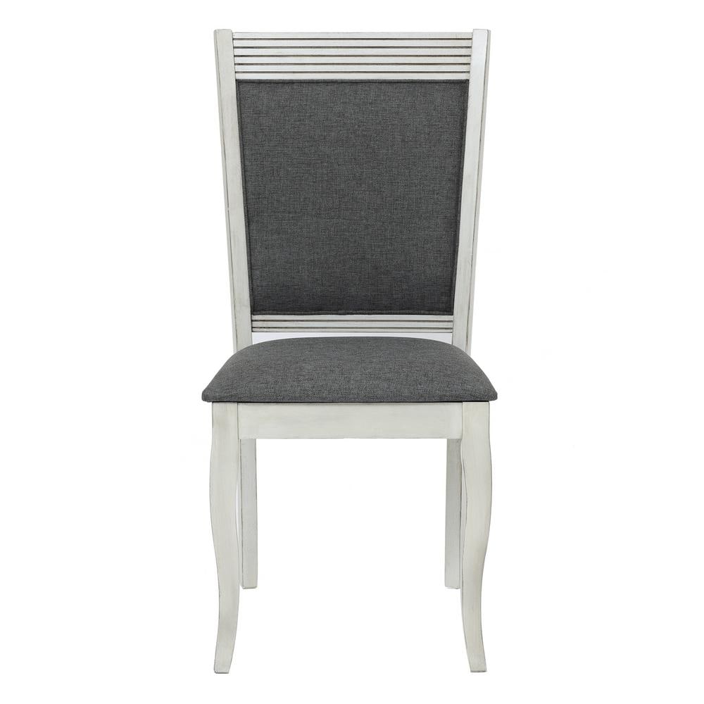 LuxenHome Modern Distressed Off White MDF Upholstered Gray Dining Chair
