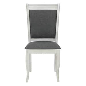 Modern Distressed Off White MDF Upholstered Gray Dining Chair (Set of 2)