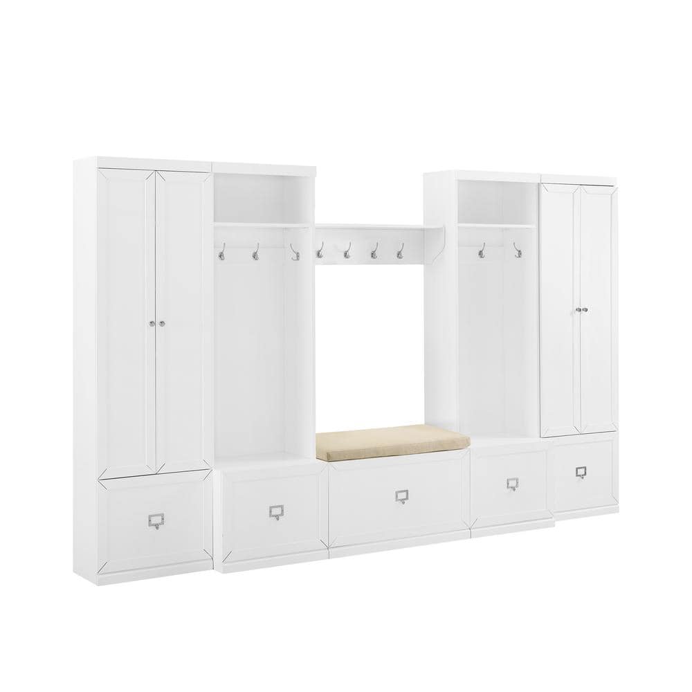 Hampton Heights Full Entryway Storage Set in White - Engineered Wood 