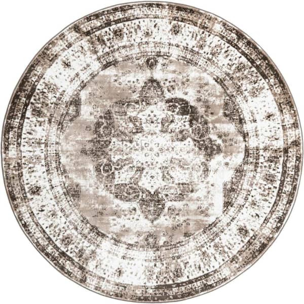 Unique Loom Sofia Salle Garnier Light Brown 7 ft. 10 in. x 7 ft. 10 in. Area Rug