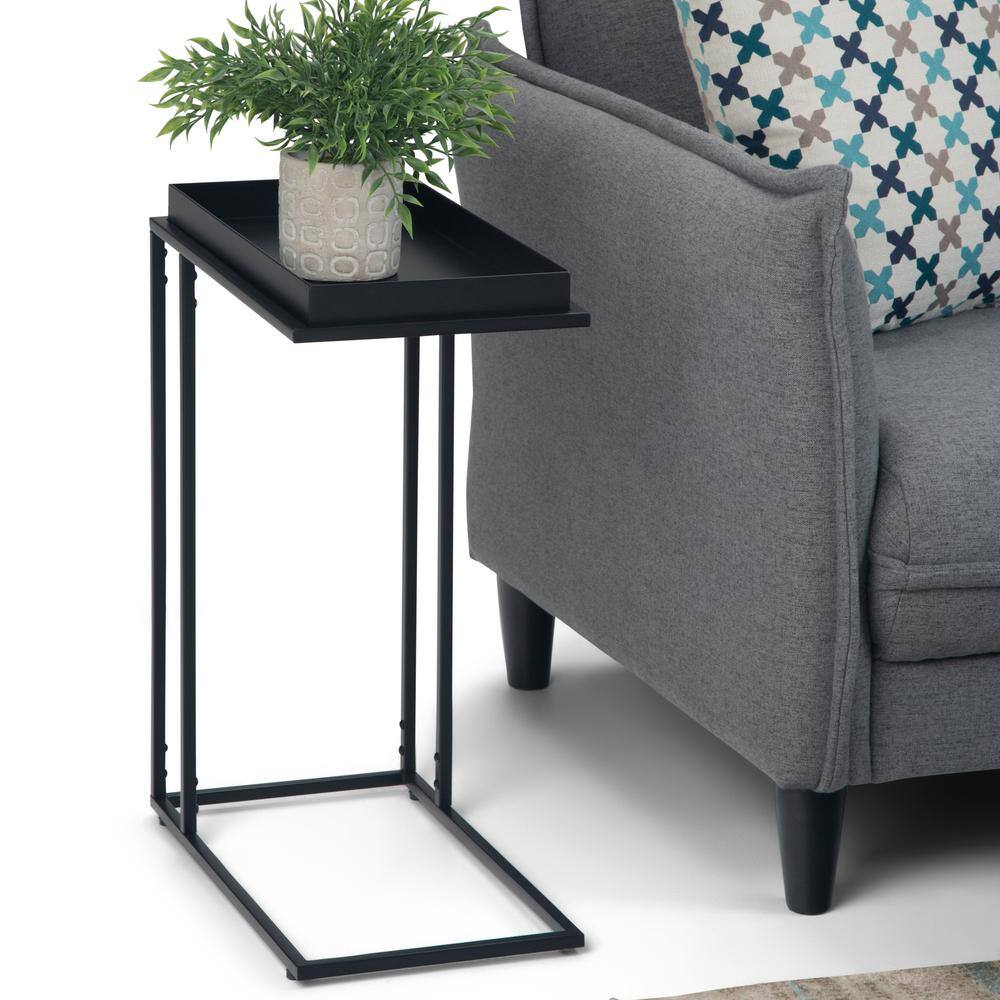 Black Metal Rectangular Tray Top C Side Table
