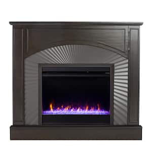 Billingsdon 45 in. Freestanding Textured Silver Electric Fireplace in Brown