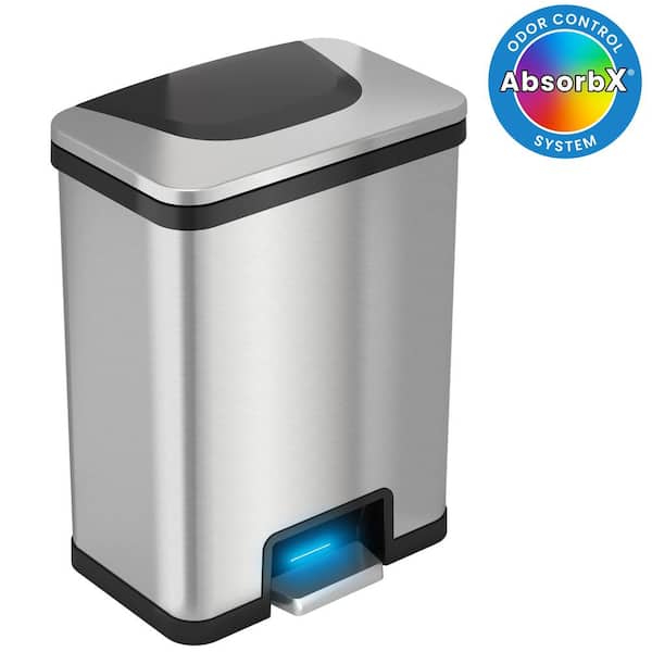 13 Gal. / 49 Liter AutoStep Sensor Kitchen Household Metal Trash Can with Odor Filter (Black Trim)