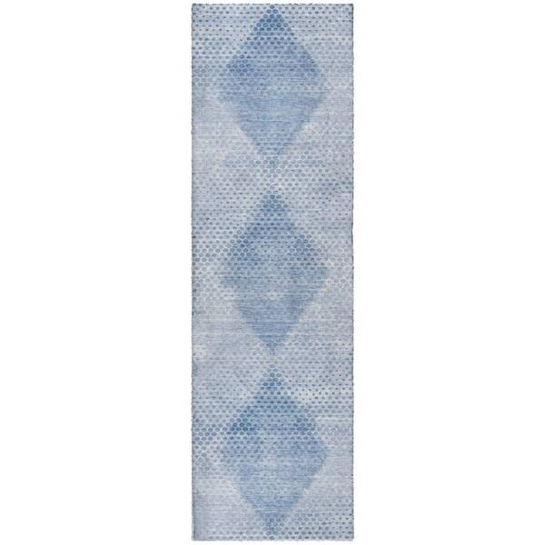 Dream Shag Premium Machine Washable Abstract ADS539 Blue 2 ft. x 7 ft. Runner Rug