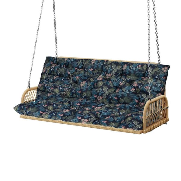 YLLN 60 in. x 40 in. 3-Seater Replacement Outdoor Swing Cushions with Back Support, Waterproof Bench Cushion Hummingbird