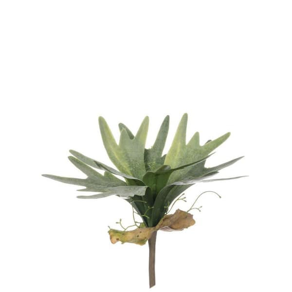 Artificial 8.5 in. Green Staghorn Fern Spray