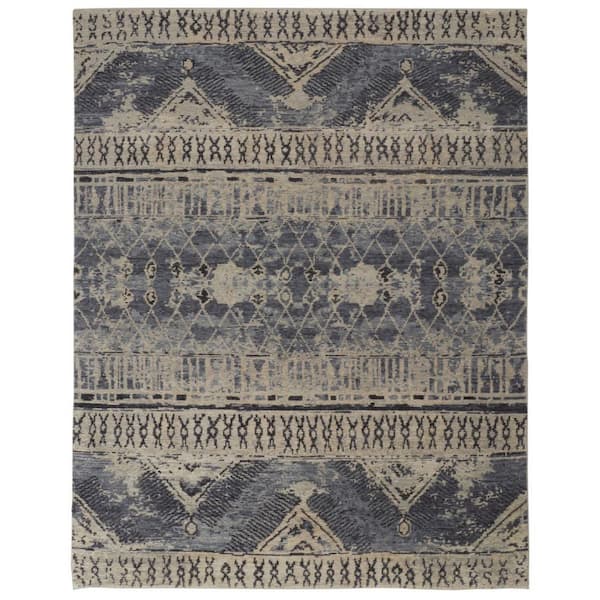 8 ft. x 12 ft. Gray, Blue, Ivory Abstract Area Rug