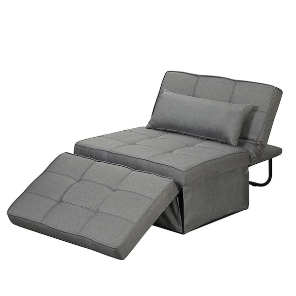 Unbranded 4 in 1 71 in. Light Gray Fabric Twin Size Folding Sofa Bed Multi Function Chair Ottoman MFPP RX001