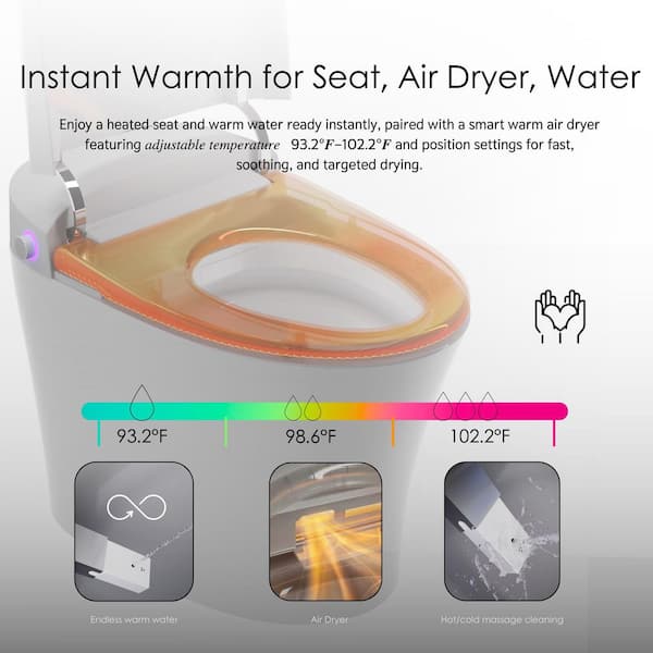 Streamline LT-571 Tankless Elongated Smart Bidet Toilet with Heated Seat and Auto Flush