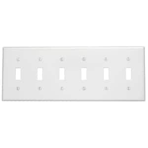 White 6-Gang Toggle Wall Plate (1-Pack)