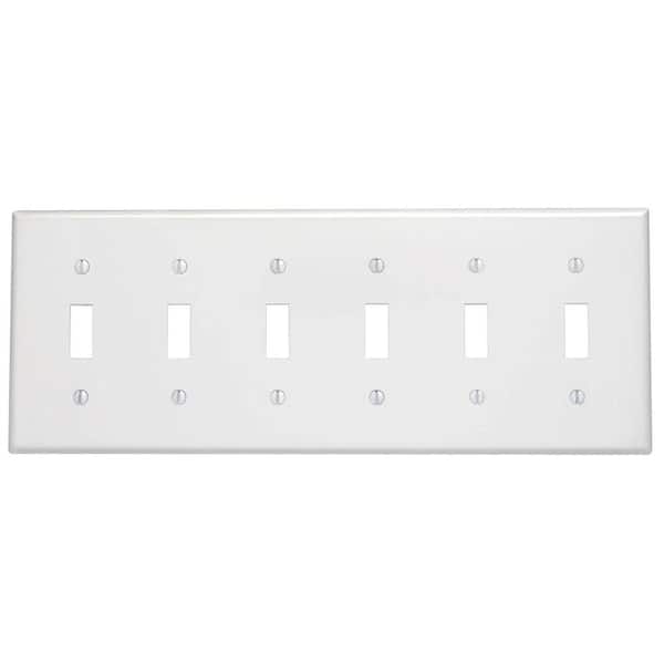 Leviton White 6-Gang Toggle Wall Plate (1-Pack)