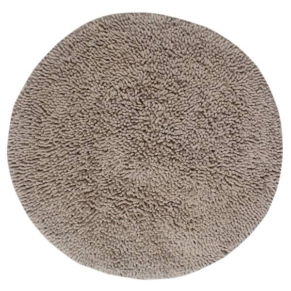 Fantasia Collection 100% Cotton Tufted Non-Slip Bath Rugs, 25 in. x25 in. Round, Linen