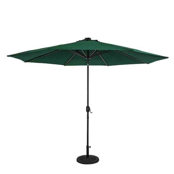 Island Umbrella Calypso II 11 ft. Octagon Market Umbrella with LED Strip Lights in Hunter Green - Breez-Tex