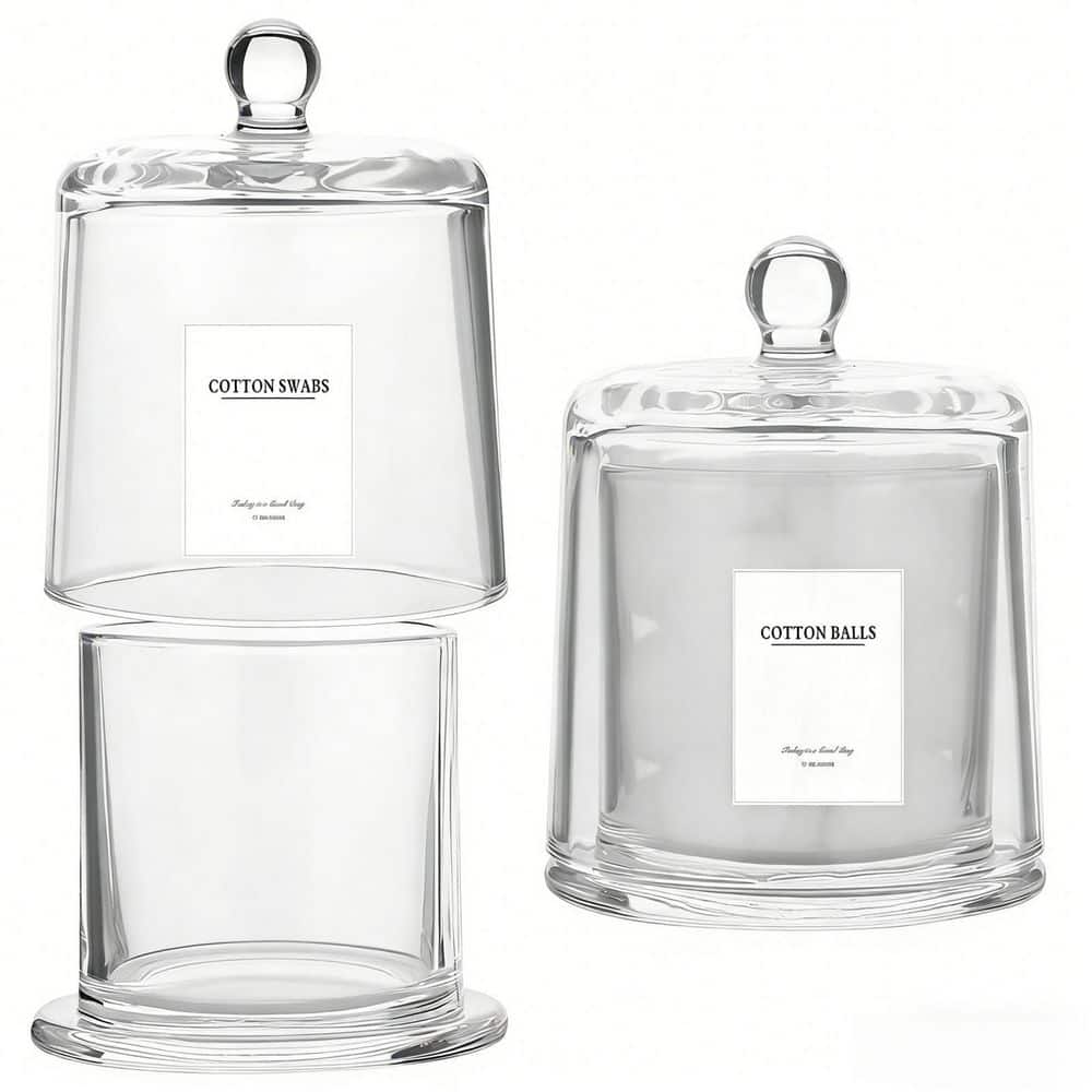 2-Pack Freestanding Glass Bathroom Storage Jars with Lid in Clear, Qtip Holder Dispenser for Cotton Balls Swabs price history on PriceWatchPro