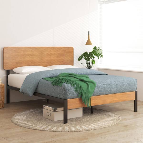 Zinus Brown Metal and Bamboo Frame Full Platform Bed HD HBPBB 14F