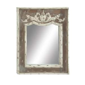 43 in. x 33 in. Carved Acanthus Rectangle Framed Brown Floral Wall Mirror