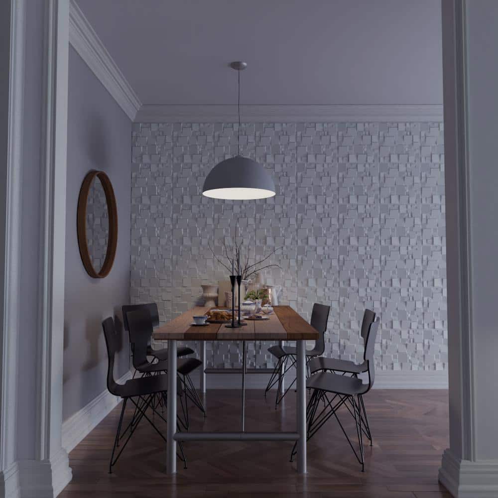 White Textured PVC 3D Wall Panel 19.63" x 19.63"