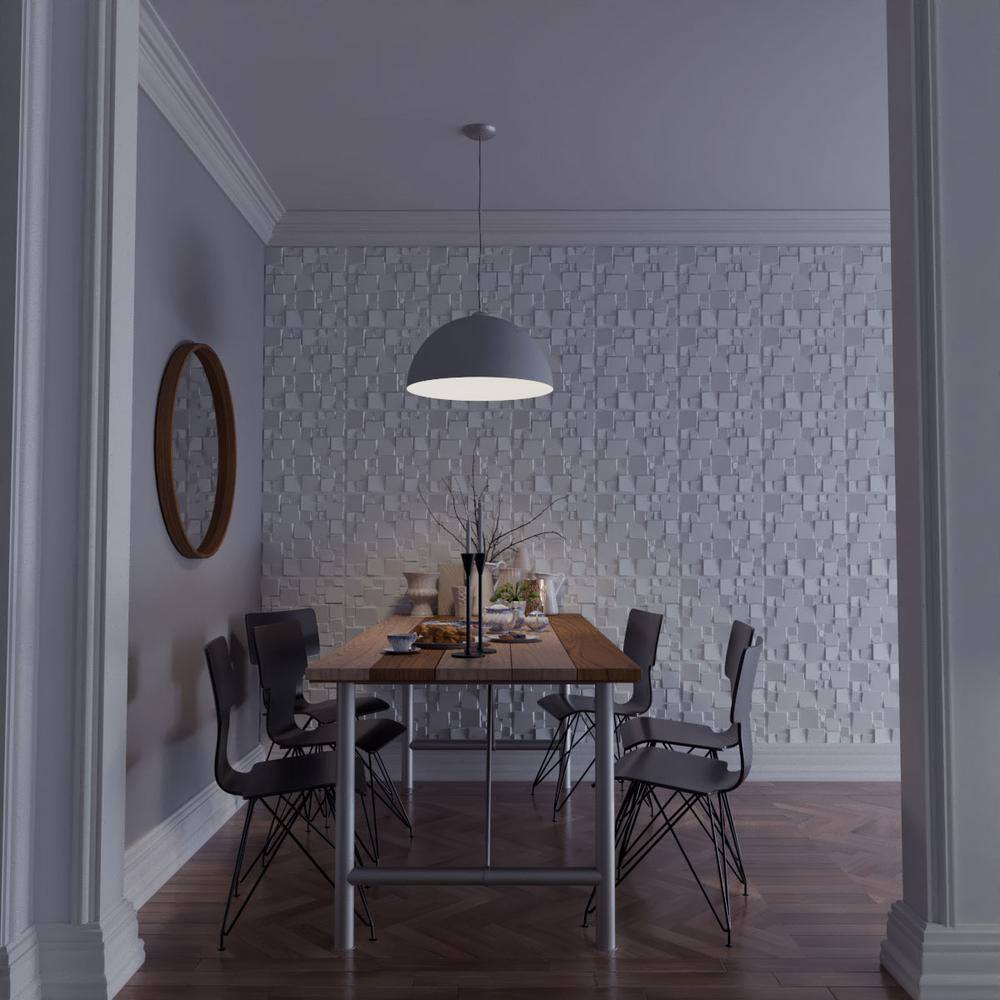 19.625" White Textured 3D PVC Wall Panels (50-Pack)