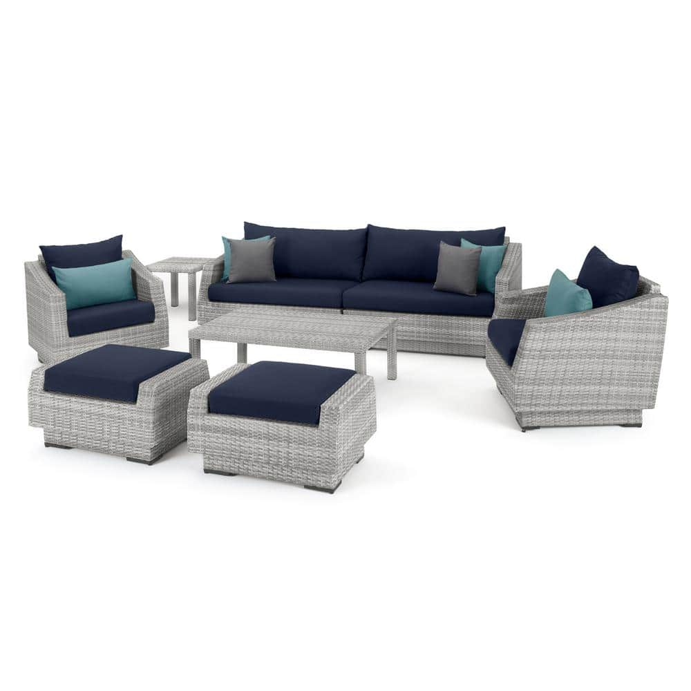 RST BRANDS Cannes 8-Piece All-Weather Wicker Patio Sofa and Club Chair ...