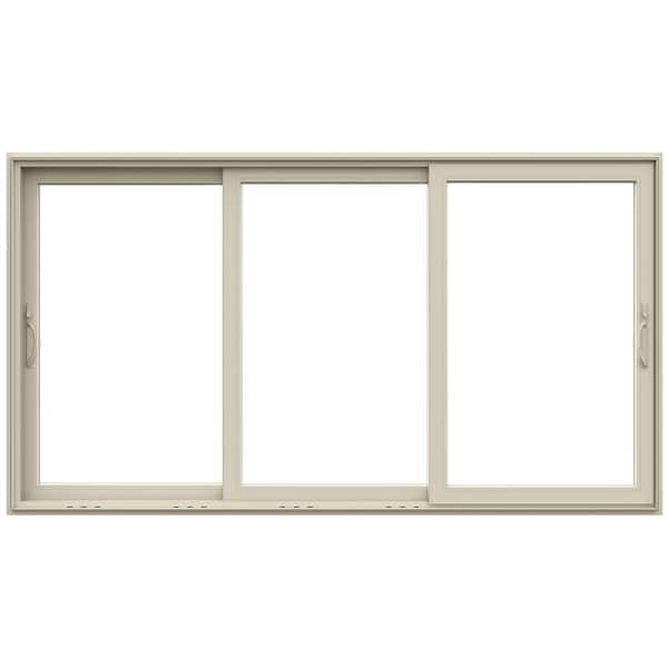 JELD-WEN V4500 Multi-Slide 141 in. x 80 in. Universal Handing Low-E Desert Sand Vinyl 3-Panel Prehung Patio Door