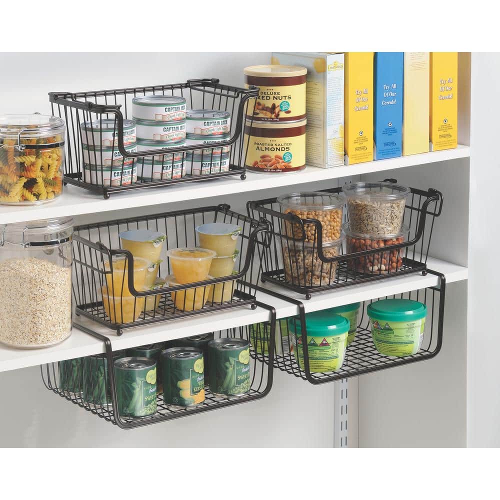 Bronzed Black Metal Under Shelf Storage Basket Organizer