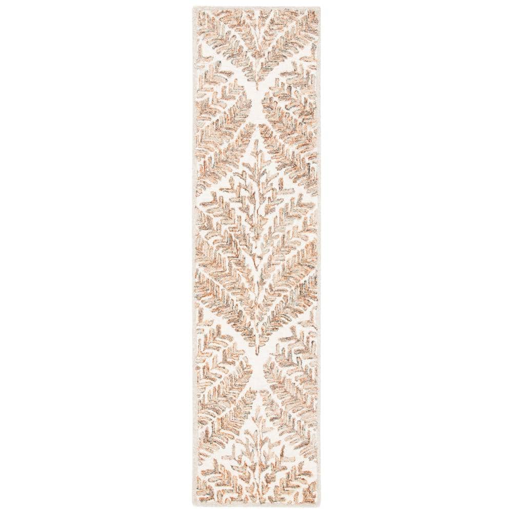 Hand-Tufted Ivory and Brown Wool Runner Rug, 2'3"x9'