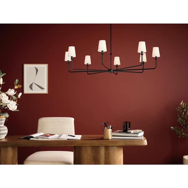 Pallas 52 in. 8-Light Black Traditional Shaded Circle Chandelier for Dining Room