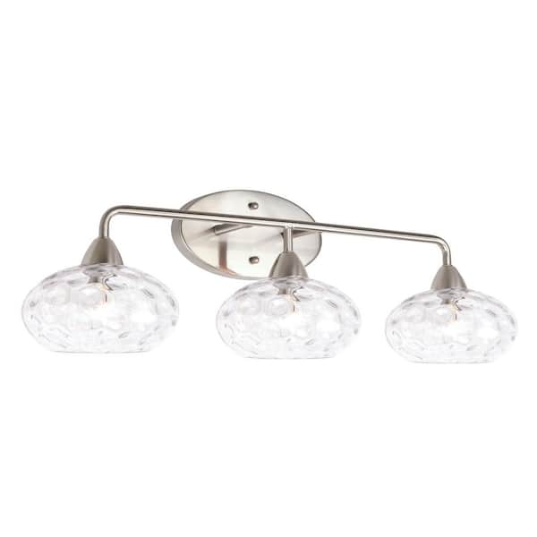 Kira Home Marina 26 in. 3-Lights Brushed Nickel Modern Bathroom Vanity Light