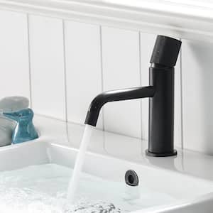 Single Hole Single-Handle Bathroom Faucet with Water Supply Lines in Matte Black