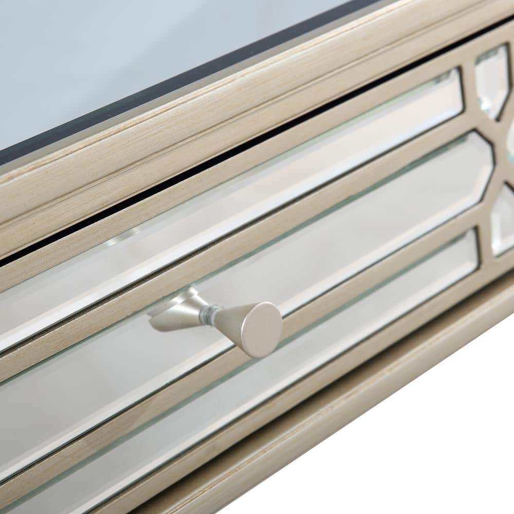 Aubrey Mirrored Glass Hallway Console Table with Storage